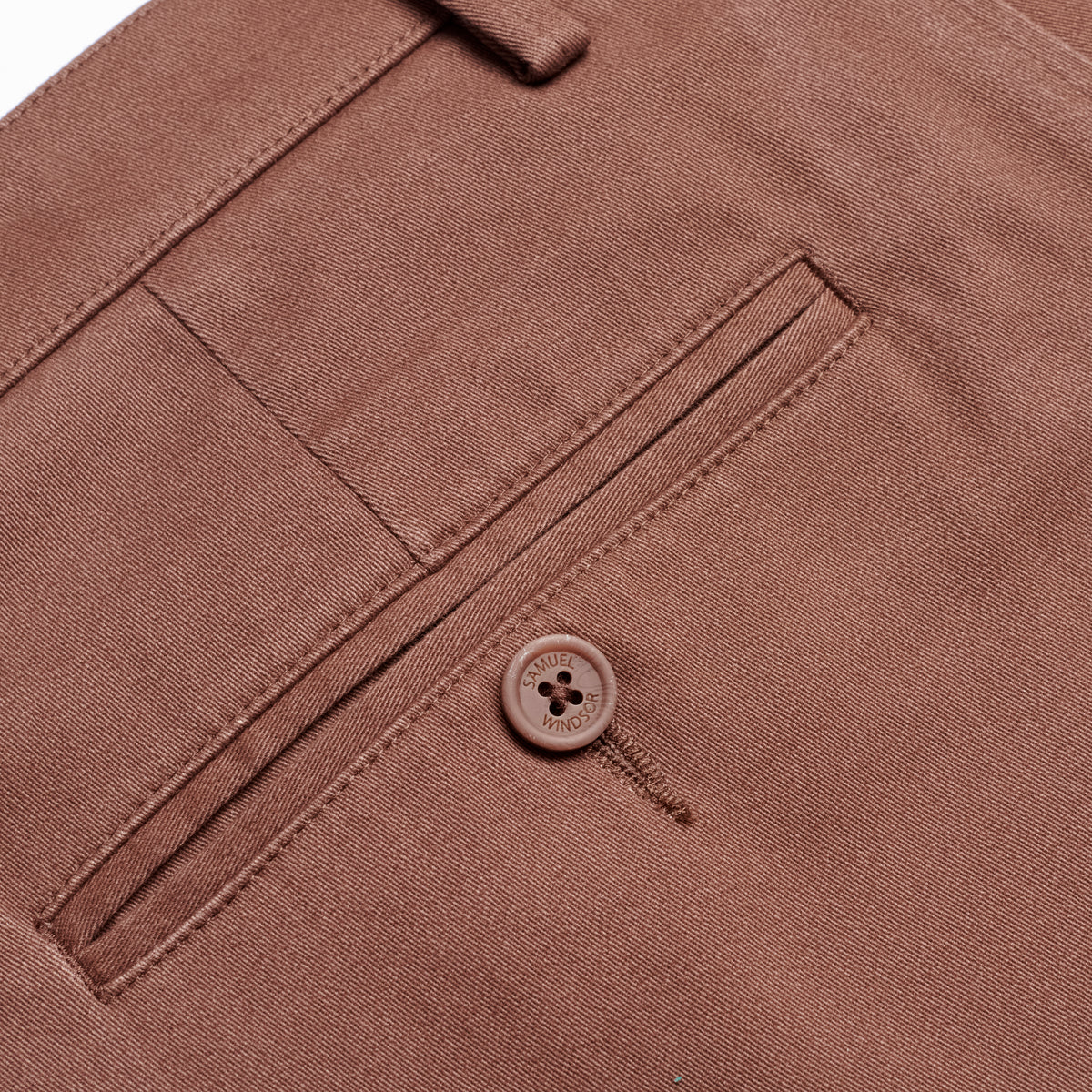 Flat Front Chino - Mocca - Pocket Detail