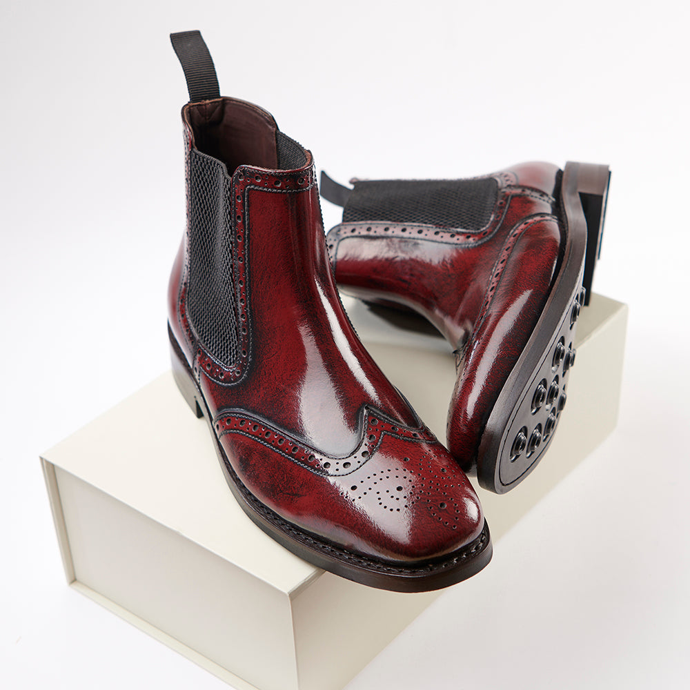 Chelsea Brogue Boot - Oxblood