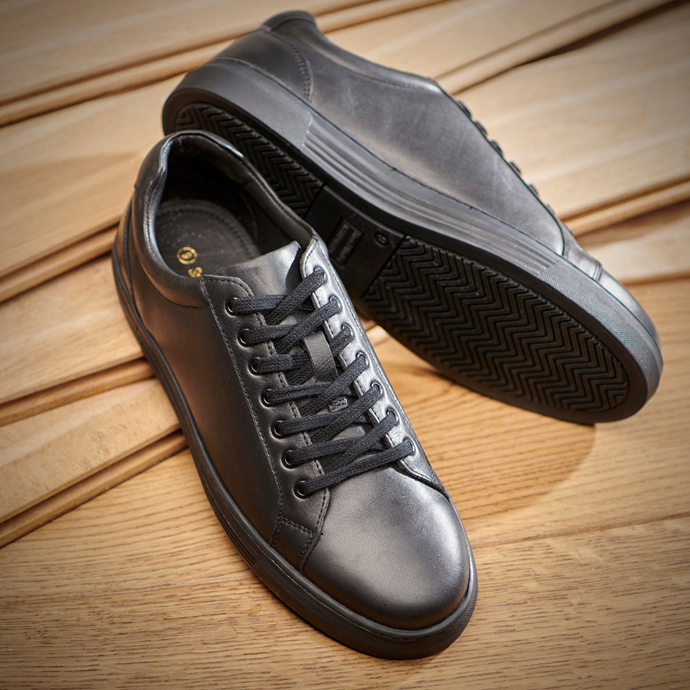 Leather Trainer - Black