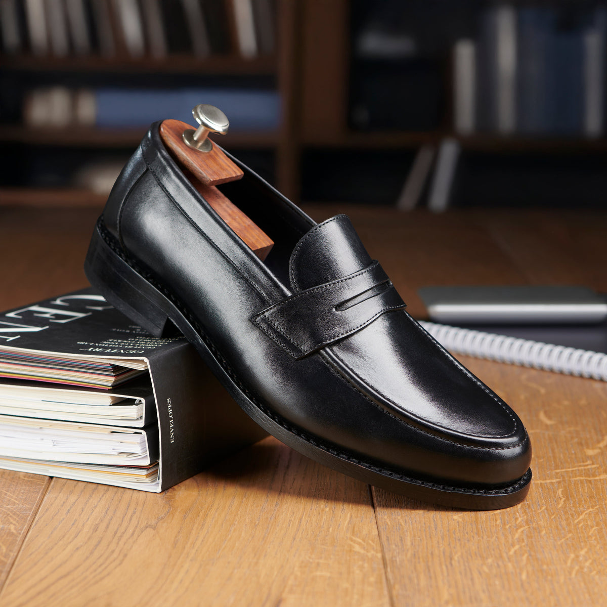 Penny Loafer - Black Leather Sole (Wide Fit) - styled