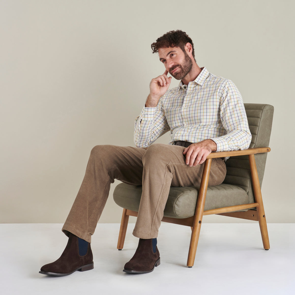 Corduroy Trousers - Taupe - Lifestyle Front