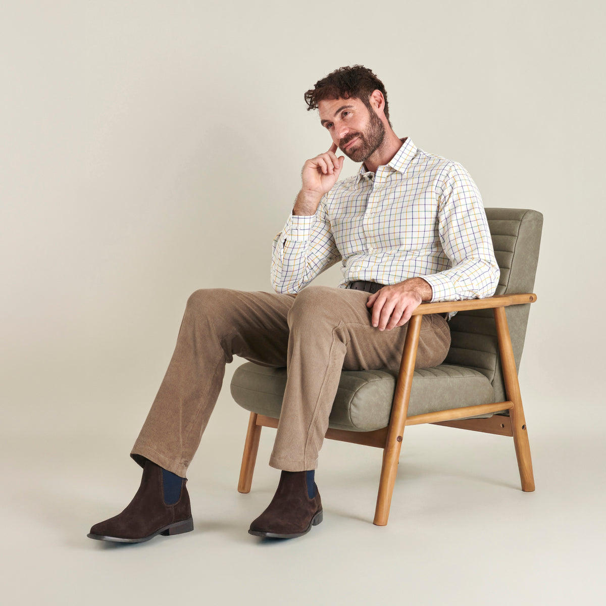 Corduroy Trousers - Taupe - Lifestyle Front