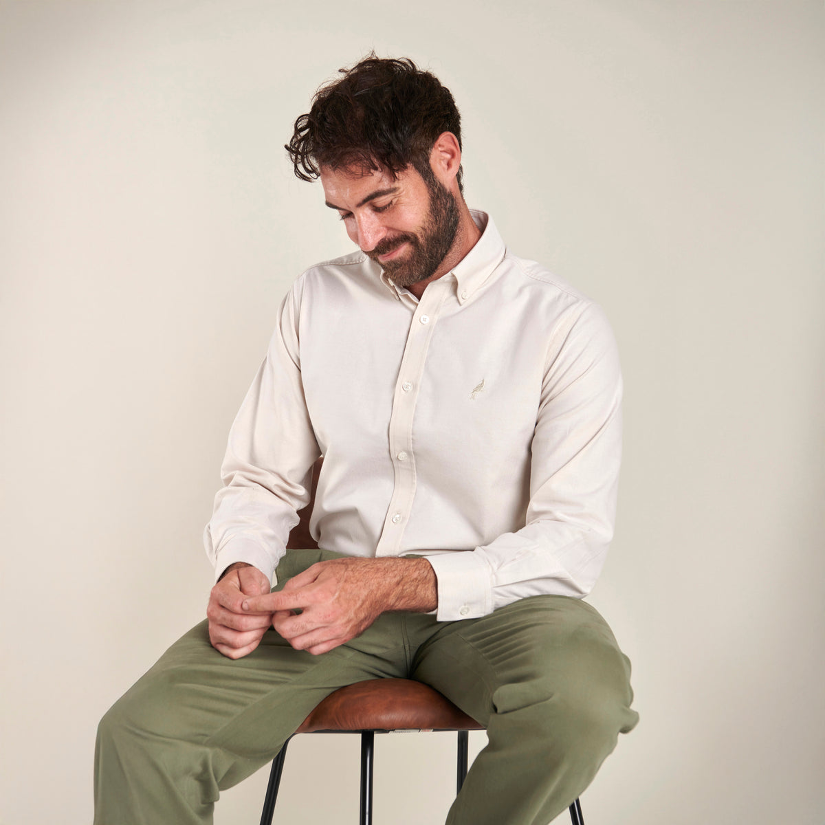Oxford Shirt - Ecru - Lifestyle Front