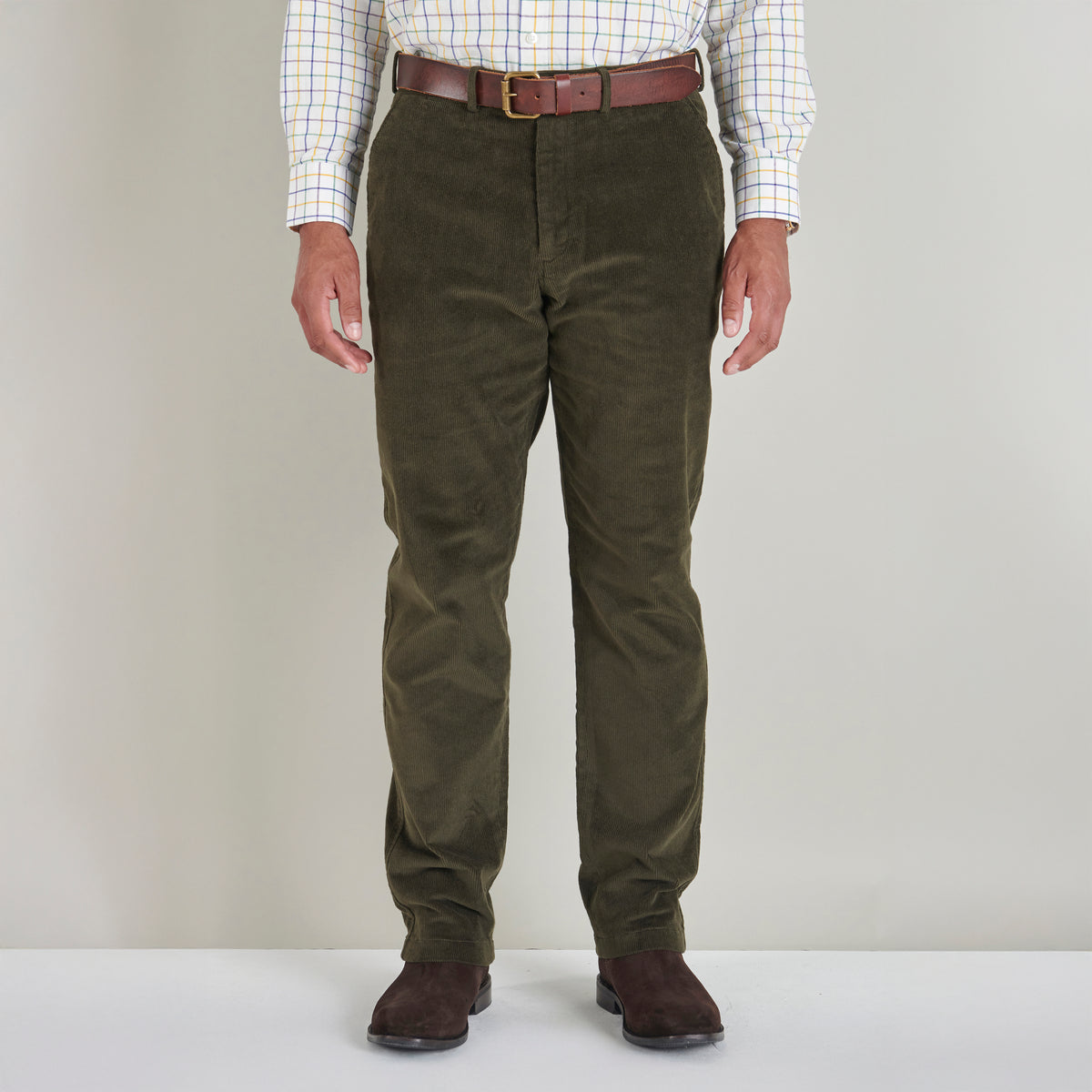 Corduroy Trousers - Dark Olive - Lifestyle Front