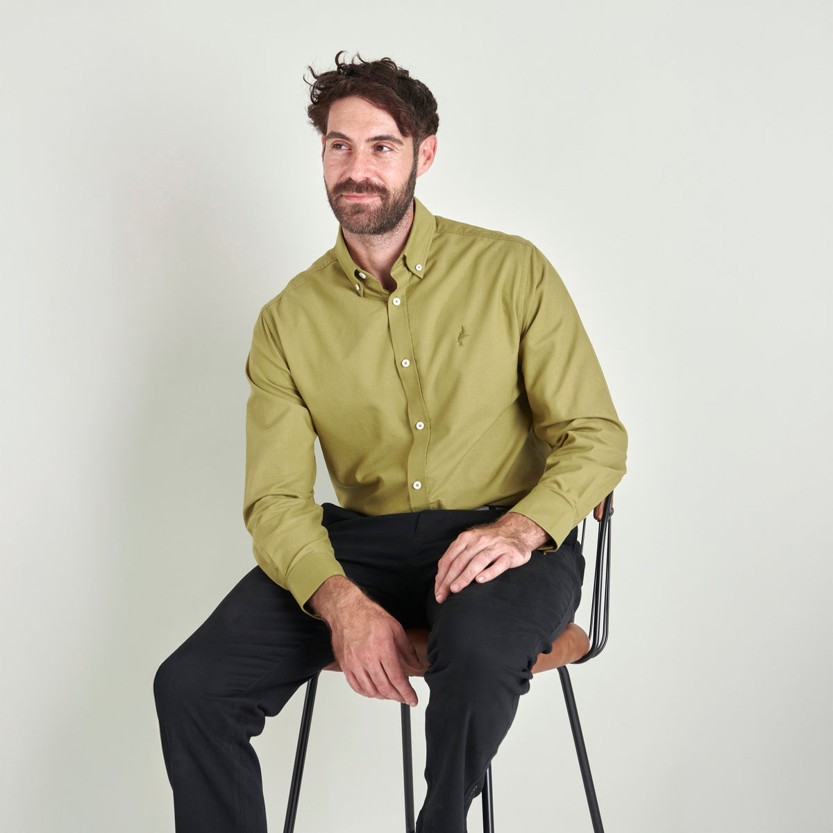 Oxford Shirt - Light Olive - Lifestyle Front