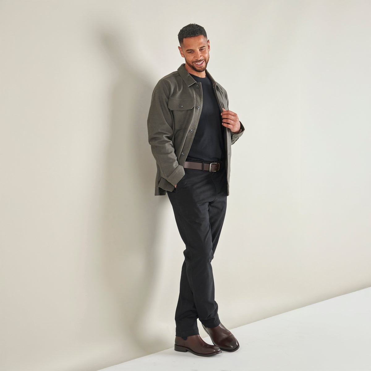 Flat Front Chino - Black - Lifestyle Front