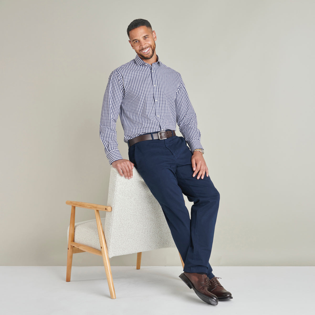 Flat Front Chino - Navy - Lifestyle Front