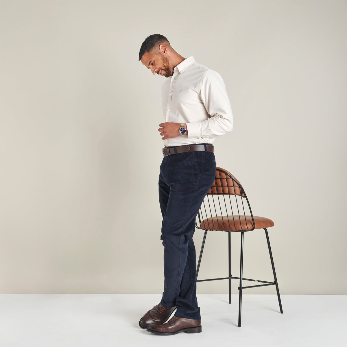 Corduroy Trousers - Navy - Lifestyle Front