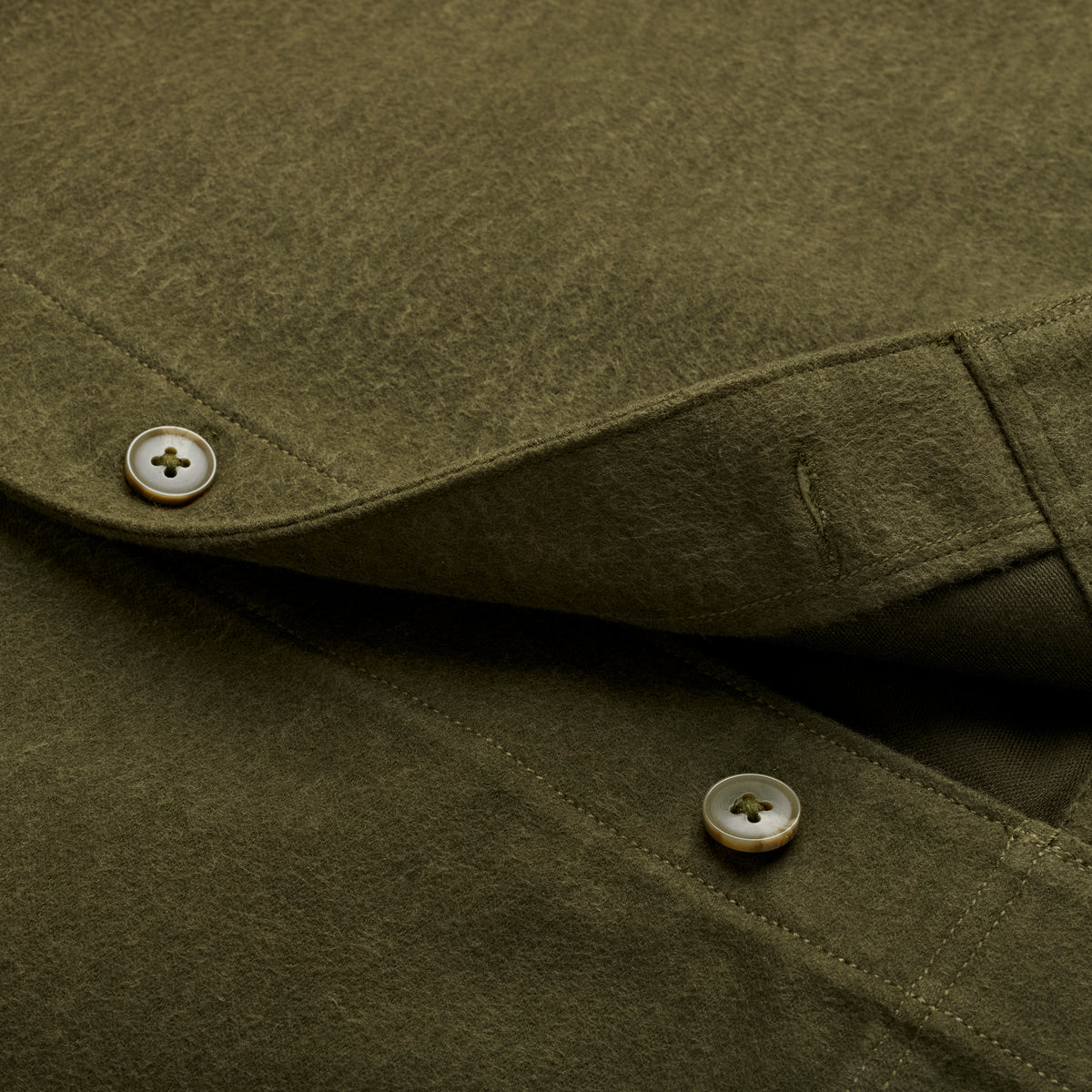 Moleskin Overshirt - Dark Olive - Buttons Detail