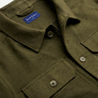 Moleskin Overshirt - Dark Olive - Neckline Detail