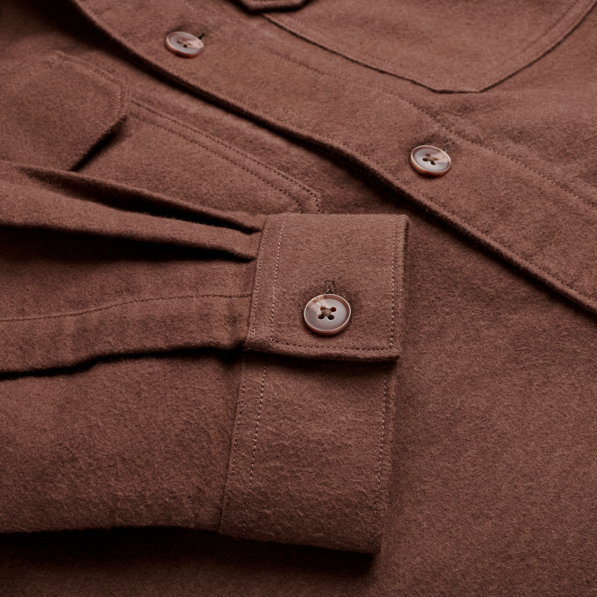 Moleskin Overshirt - Dark Brown - Sleeve Detail
