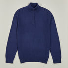 Quarter-Zip Knitted Jumper - Navy - Front