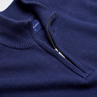 Quarter-Zip Knitted Jumper - Navy - Neckline Detail