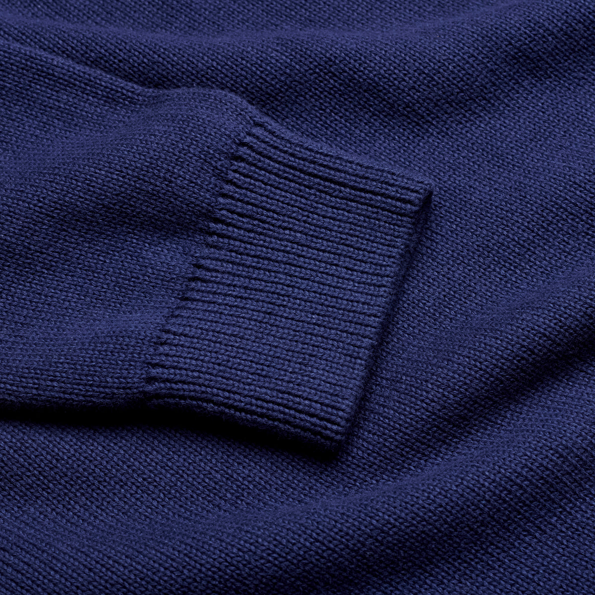 Quarter-Zip Knitted Jumper - Navy - Sleeve Detail