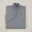 Quarter-Zip Knitted Jumper - Grey - Folded