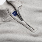 Quarter-Zip Knitted Jumper - Grey - Neckline Detail