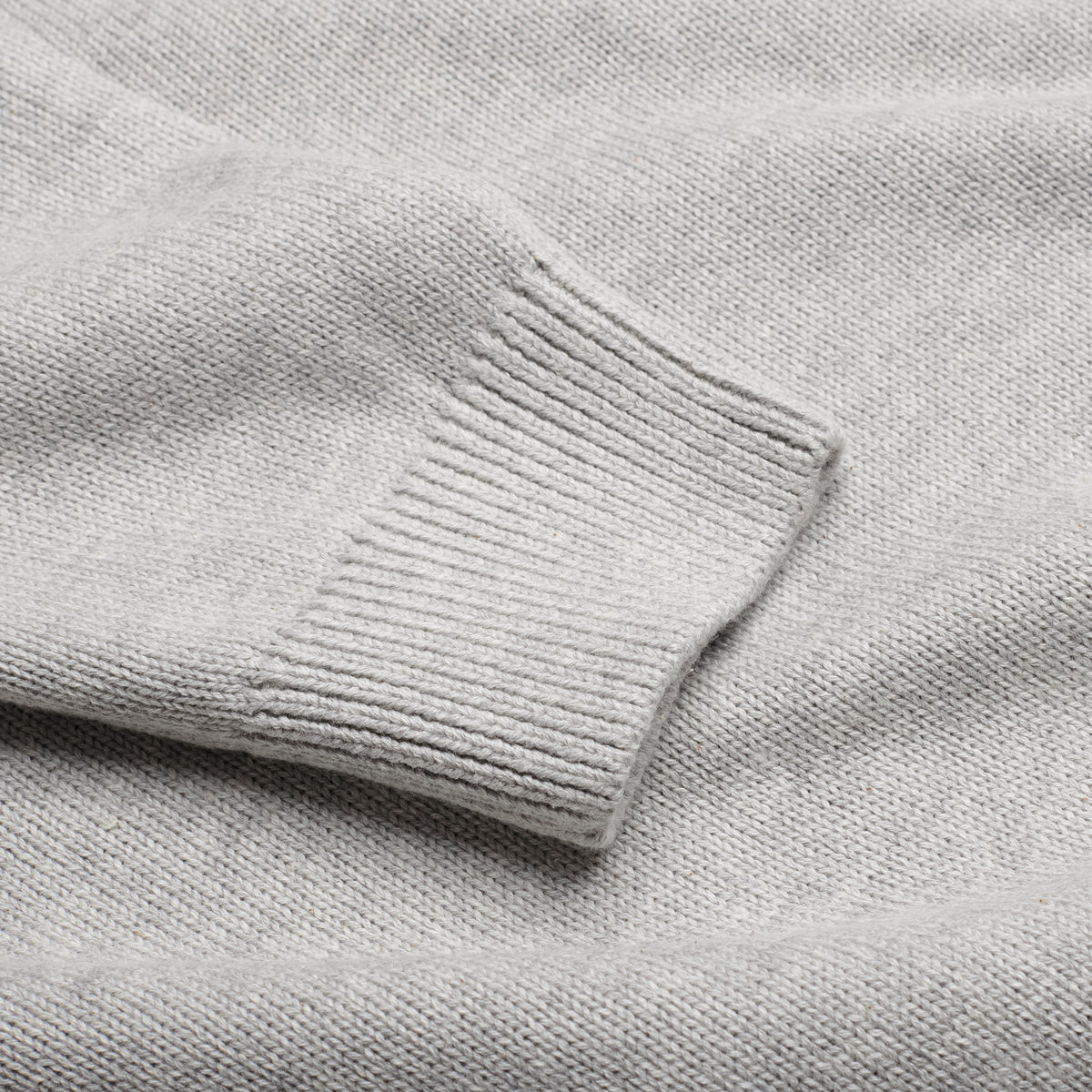 Quarter-Zip Knitted Jumper - Grey - Sleeve Detail