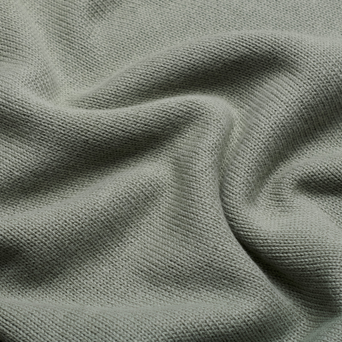 Quarter-Zip Knitted Jumper - Olive - Fabric Detail