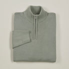Quarter-Zip Knitted Jumper - Olive - Folded