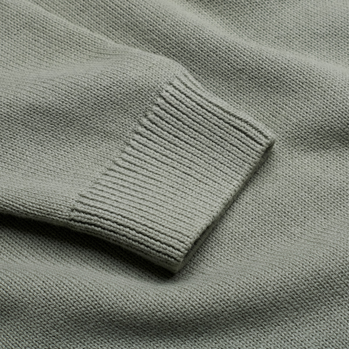 Quarter-Zip Knitted Jumper - Olive - Sleeve Detail