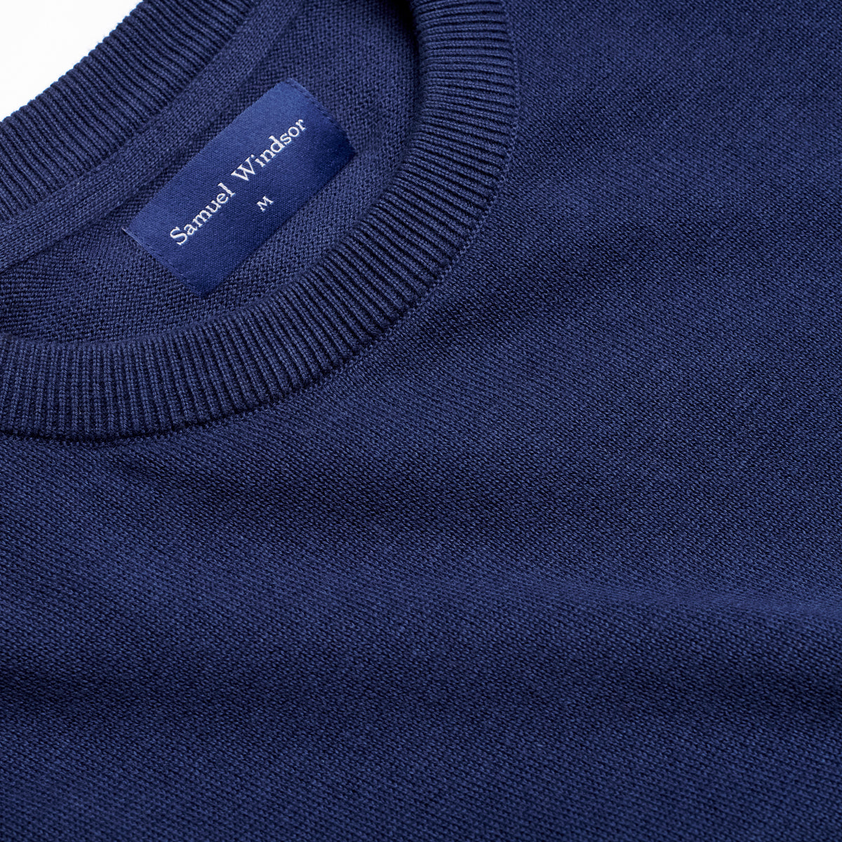 Crew Neck Jumper - Navy - Neckline Detail