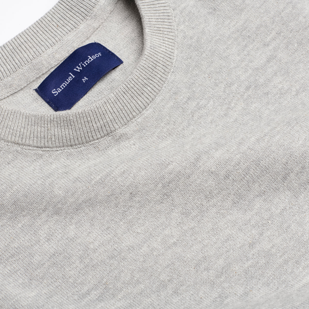 Crew Neck Jumper - Grey - Neckline Detail