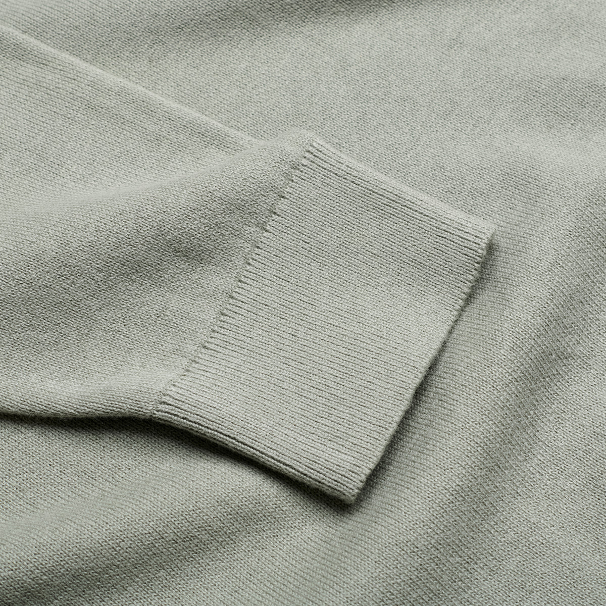 Crew Neck Jumper - Olive - Sleeve Detail