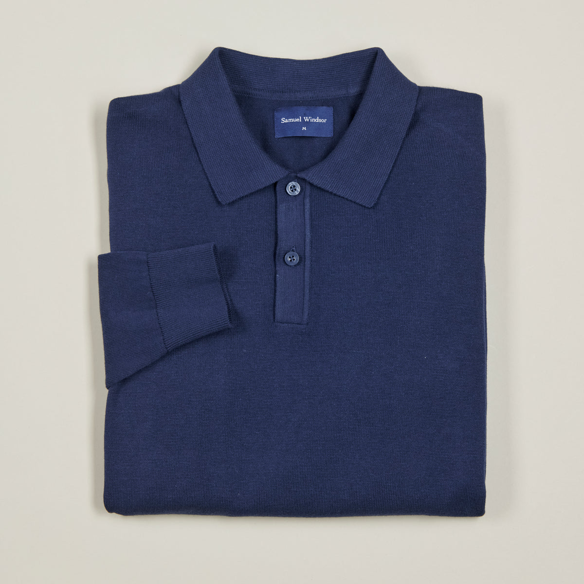 Knitted Polo - Navy - Folded
