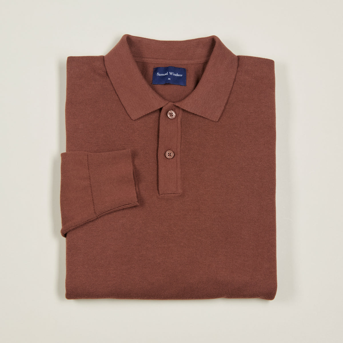 Knitted Polo - Chocolate - Folded