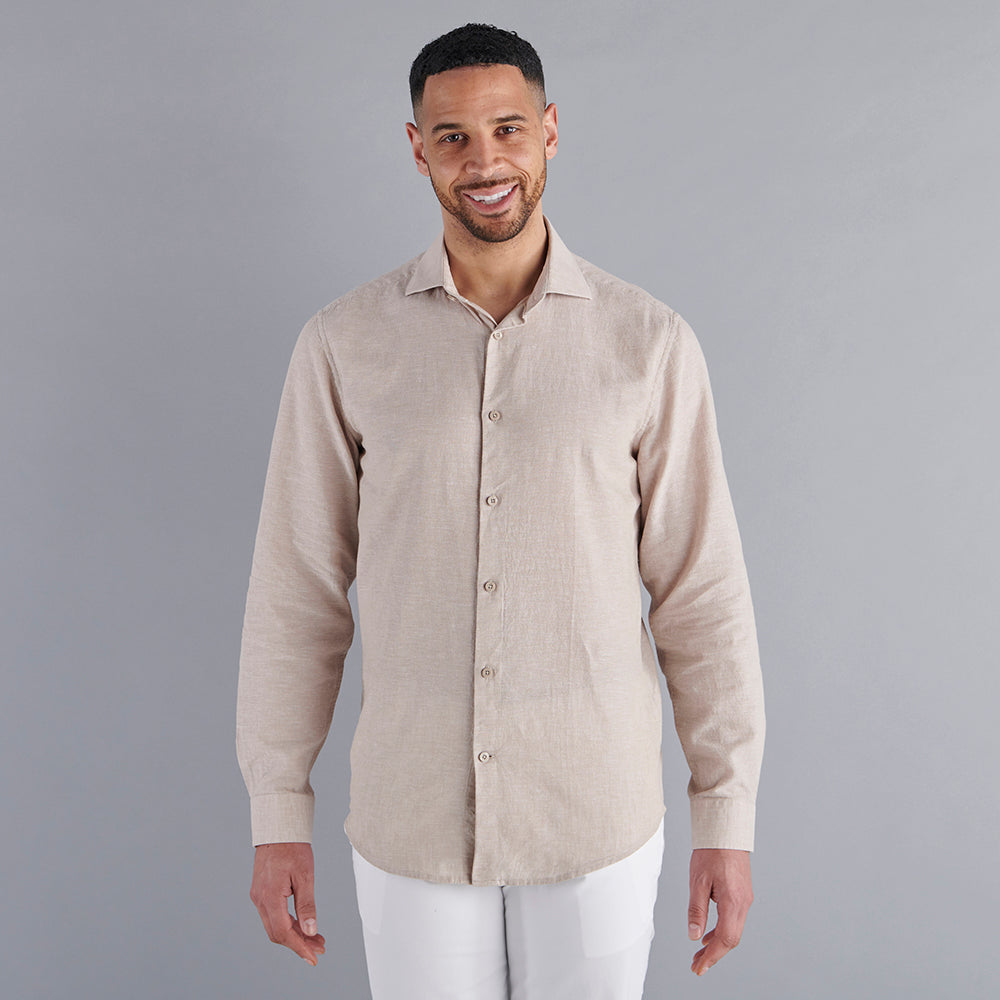 【argue】BOIL WASH SHEER LINEN SHIRT ベージュ Linen Rich Shirt - Oatmeal – Samuel Windsor