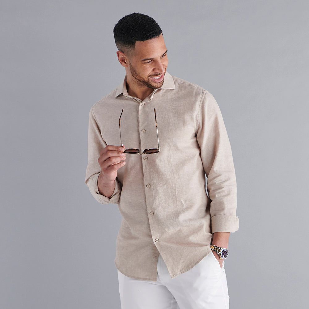Linen Rich Shirt - Oatmeal – Samuel Windsor