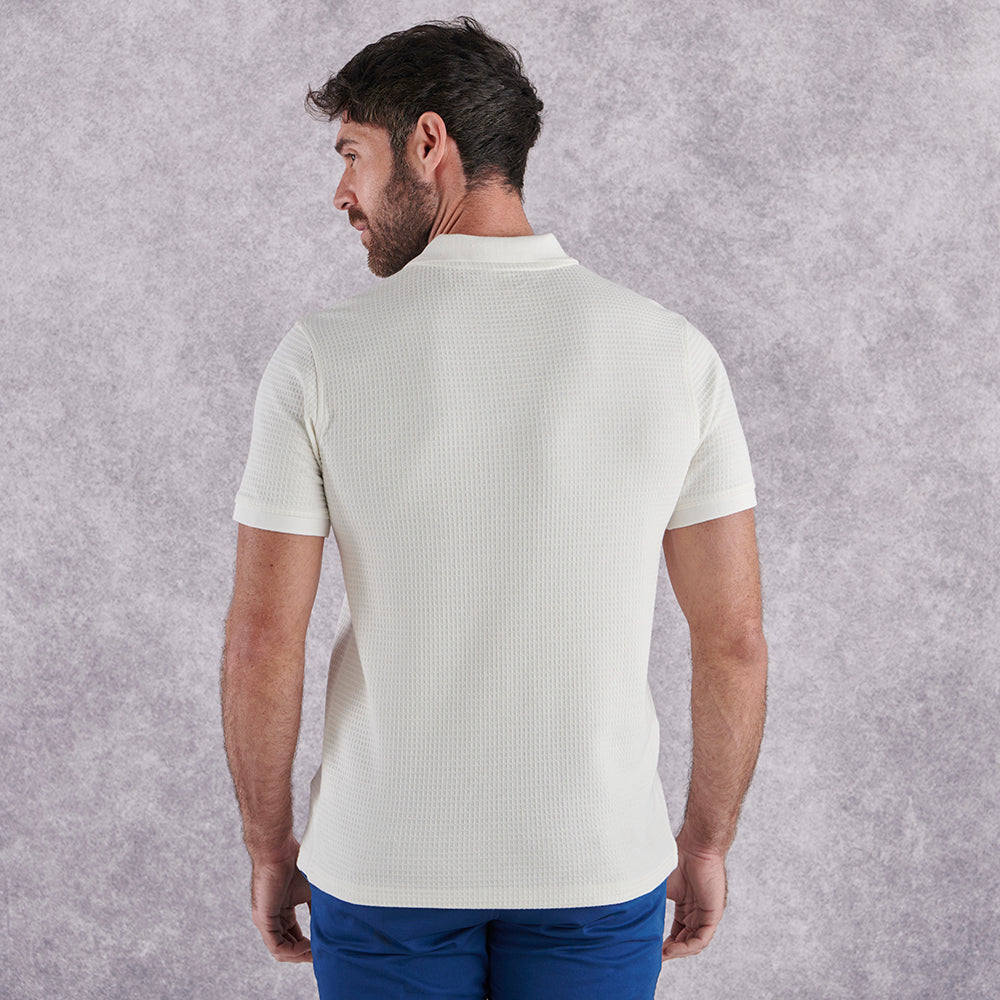 Textured Waffle Polo Shirt - Ecru – Samuel Windsor