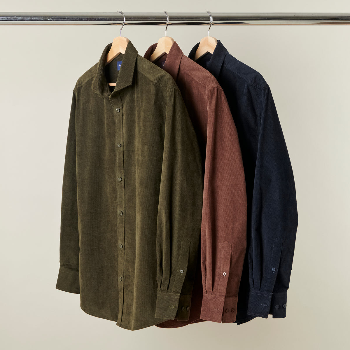 Corduroy Shirt - Dark Olive - Group Shot