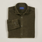 Corduroy Shirt - Dark Olive - Folded