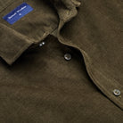 Corduroy Shirt - Dark Olive - Neckline Detail