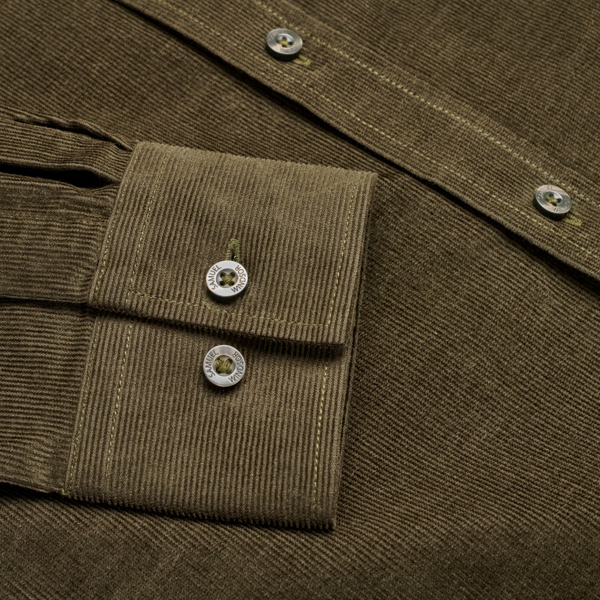 Corduroy Shirt - Dark Olive - Sleeve Detail