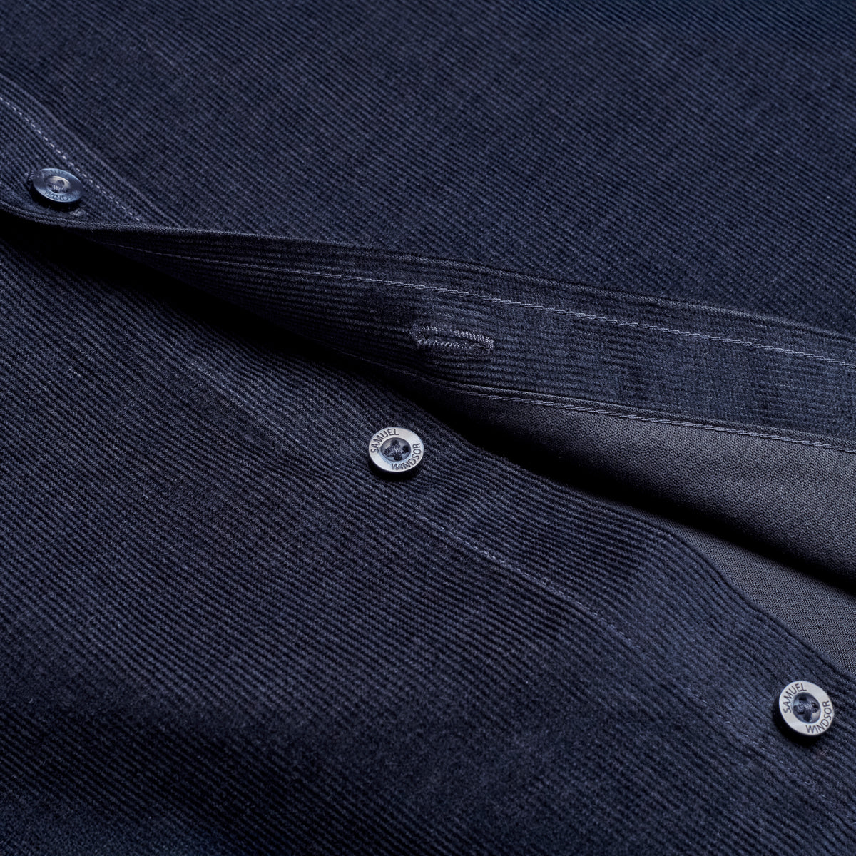 Corduroy Shirt - Navy - Buttons Detail