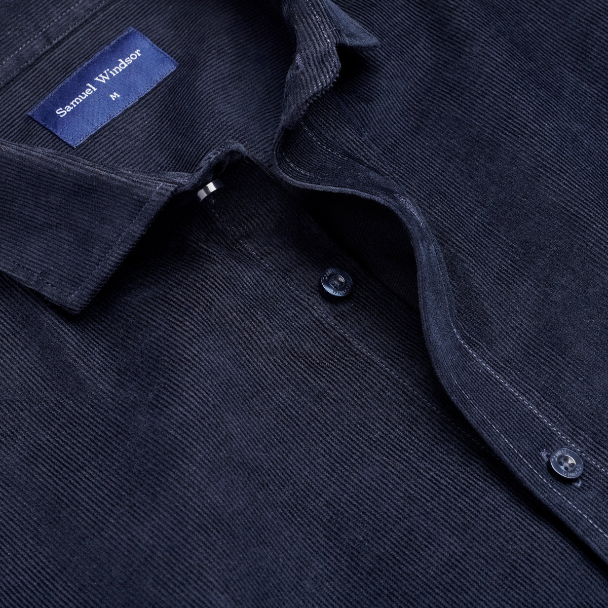 Corduroy Shirt - Navy - Neckline Detail