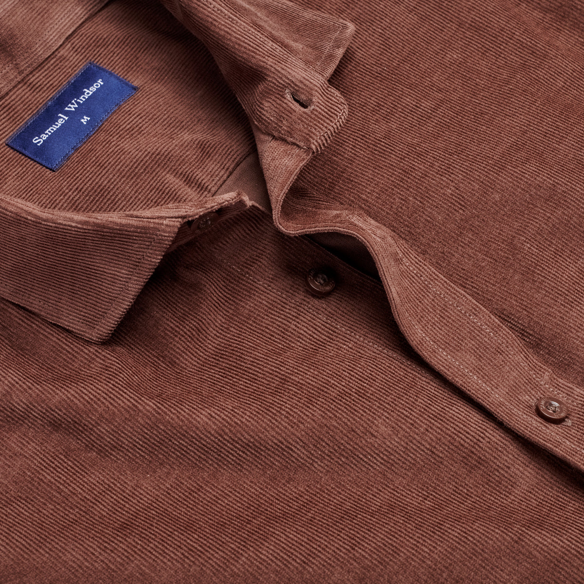 Corduroy Shirt - Dark Brown - Neckline Detail