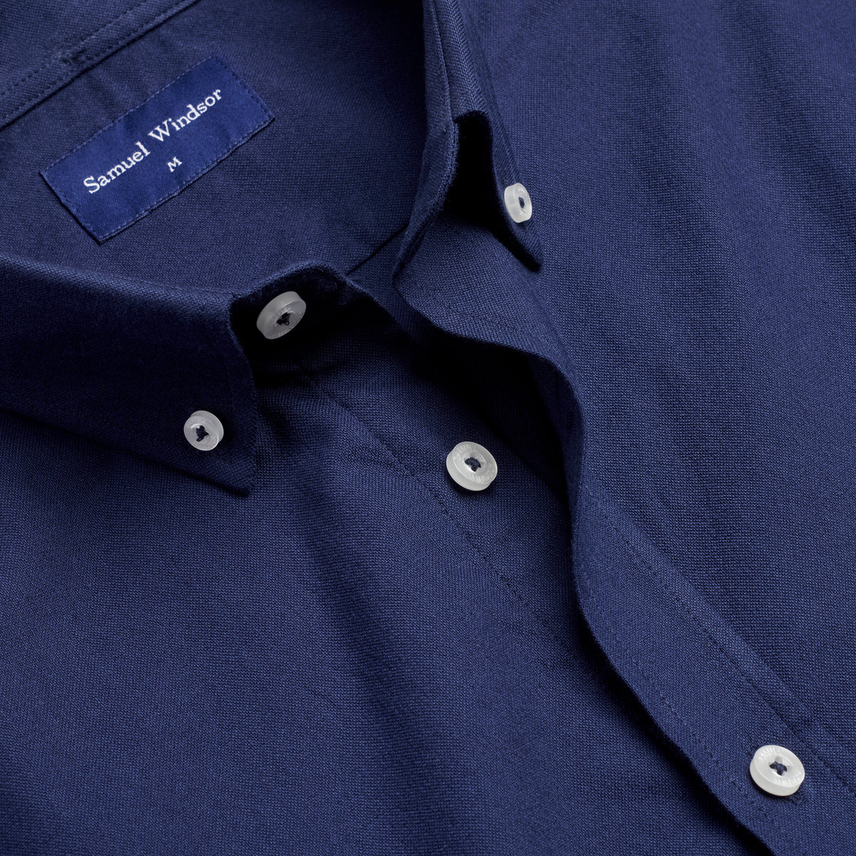 Oxford Shirt - Navy - Neckline Detail
