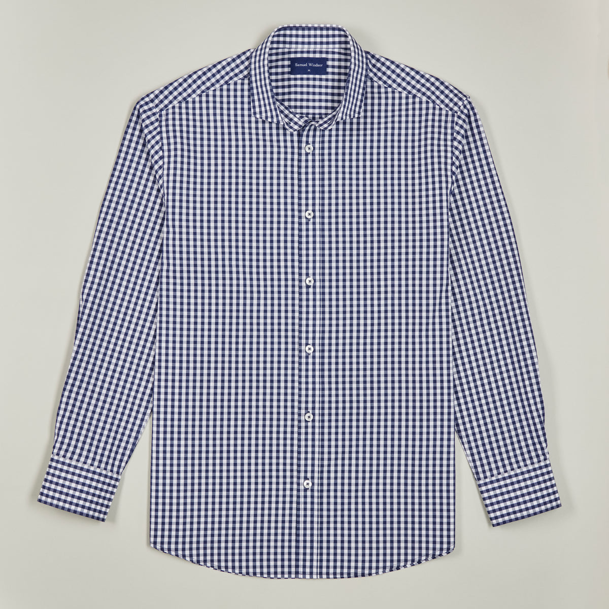 Poplin Shirt - Navy Check - Front