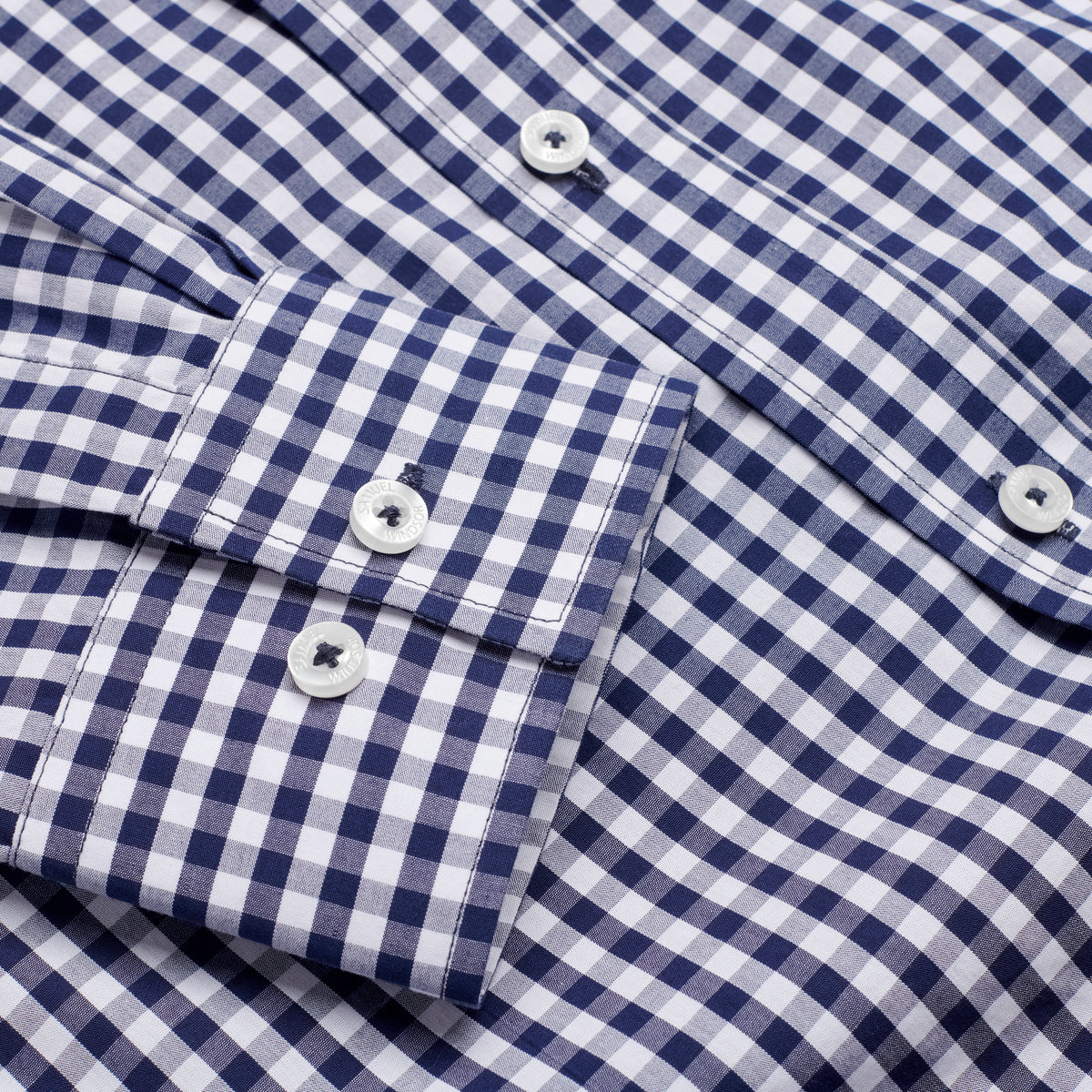 Poplin Shirt - Navy Check - Sleeve Detail