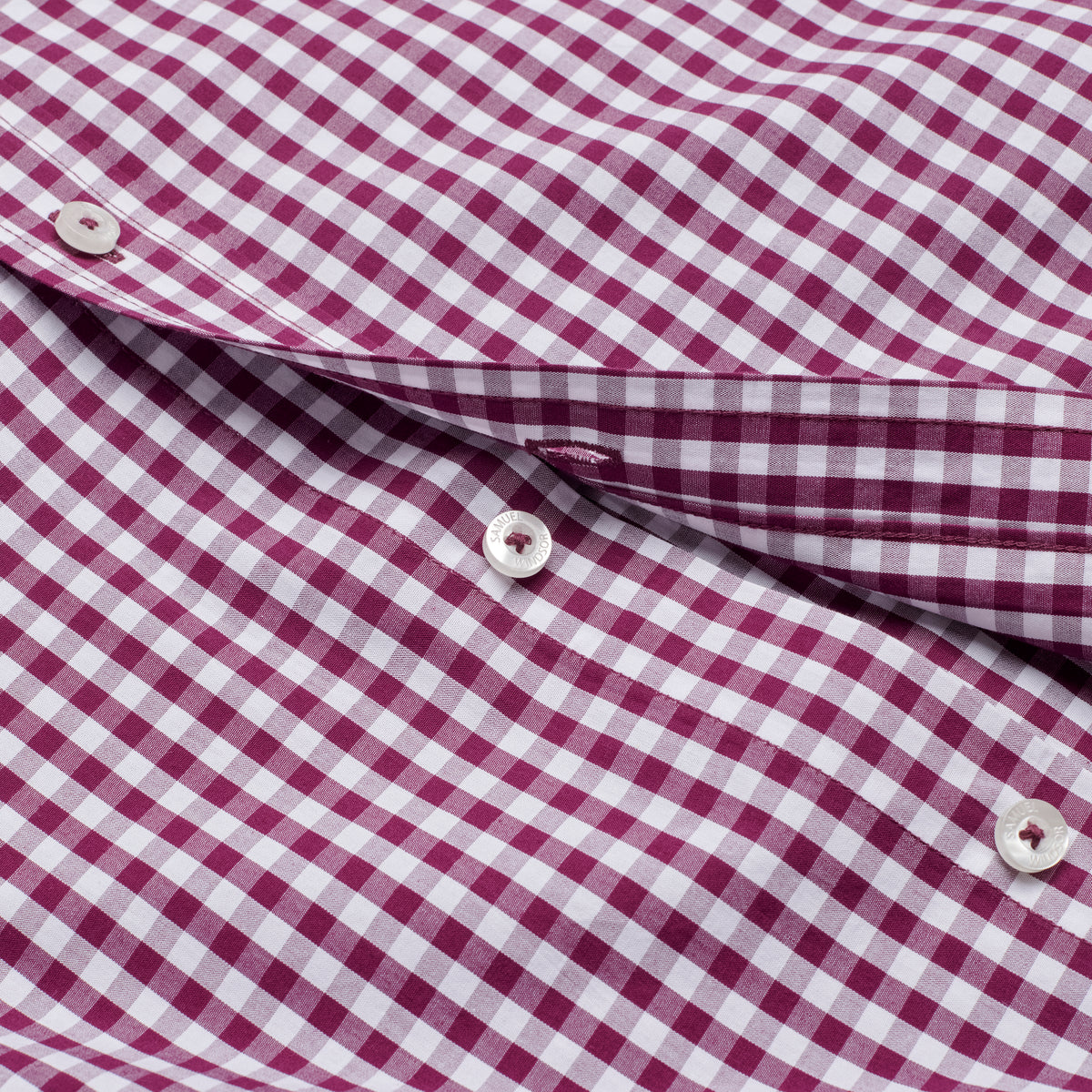 Poplin Shirt - Berry Check - Buttons Detail