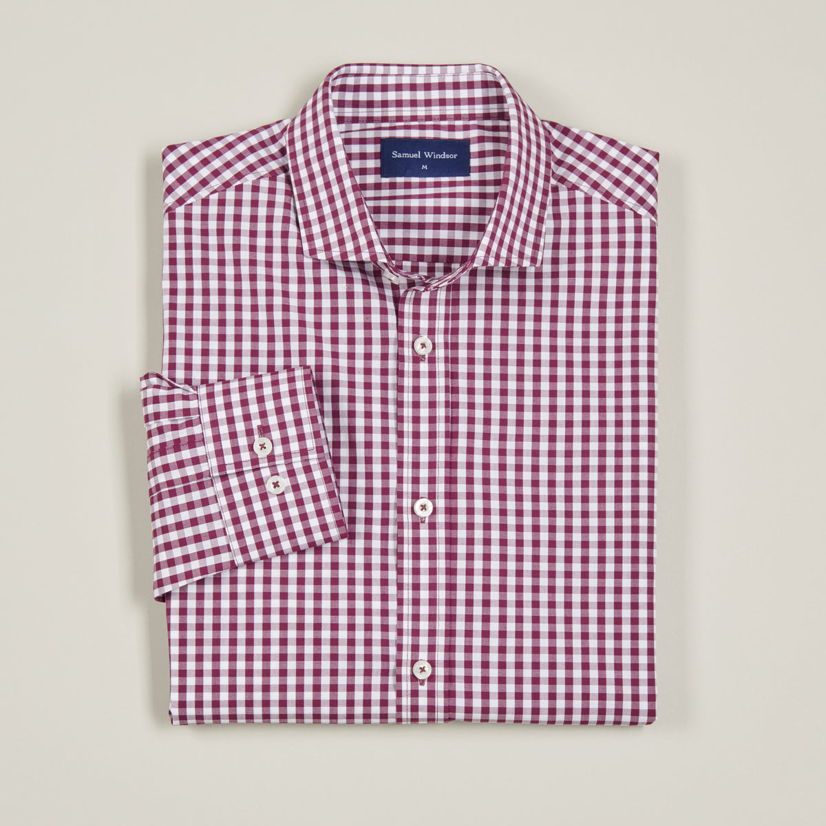 Poplin Shirt - Berry Check - Folded