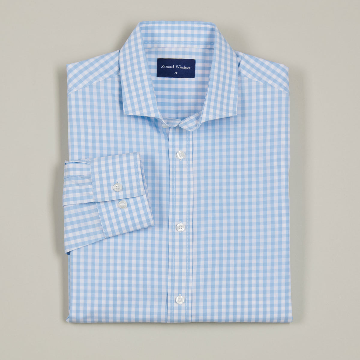 Poplin Shirt - Sky Check - Folded