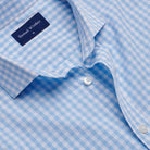 Poplin Shirt - Sky Check - Neckline Detail