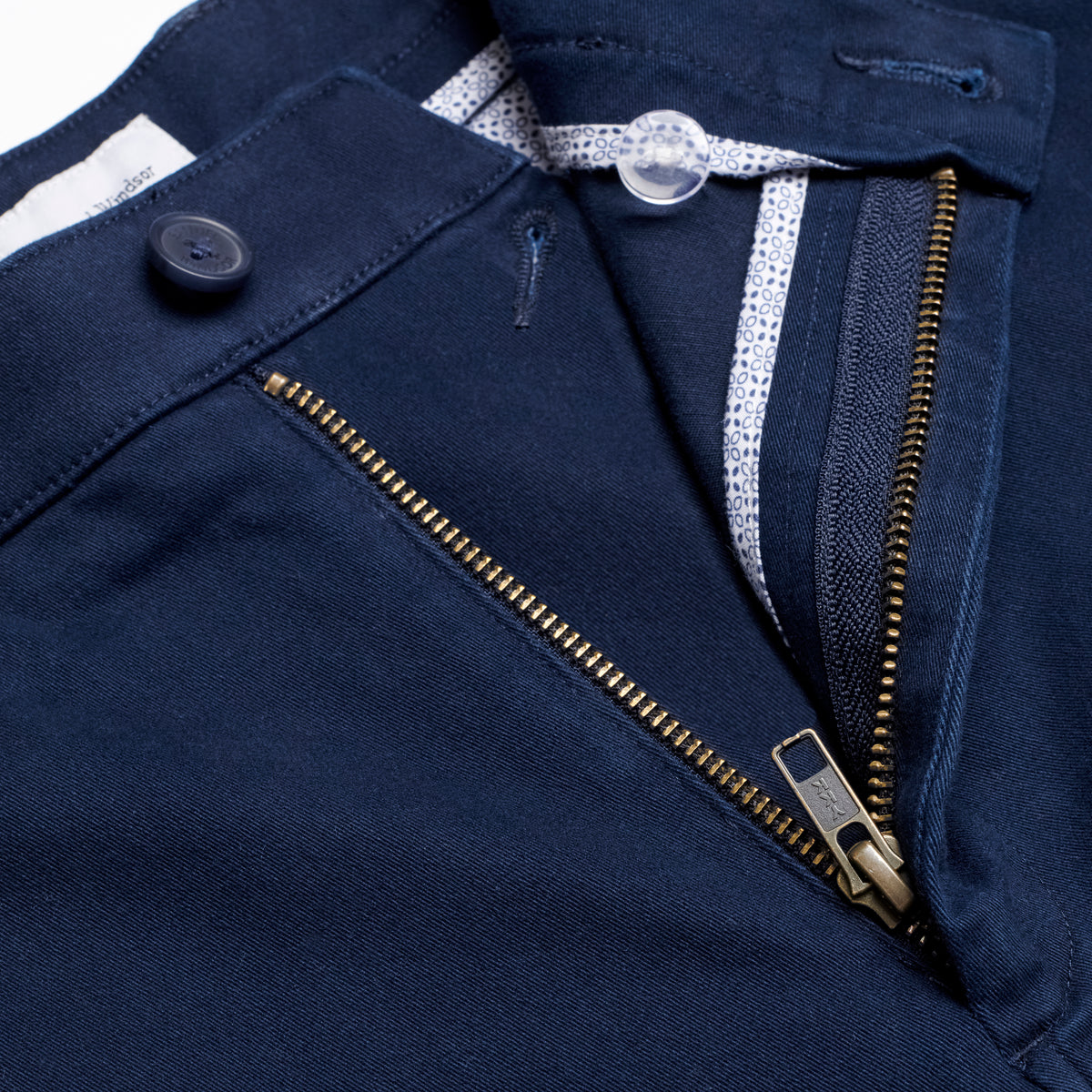Flat Front Chino - Navy - Zip Detail