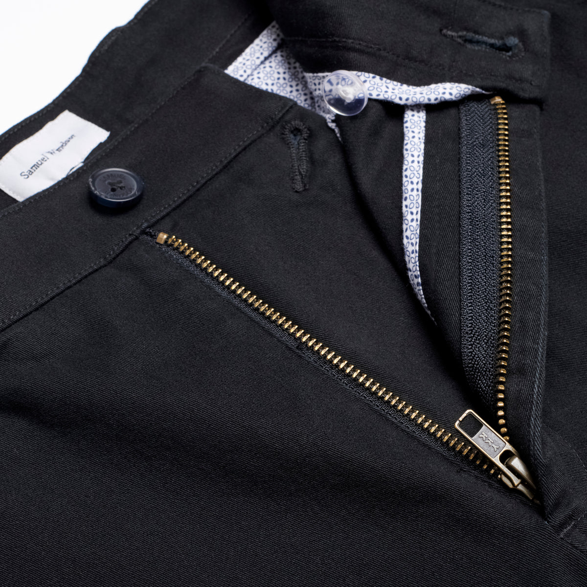 Flat Front Chino - Black - Zip Detail