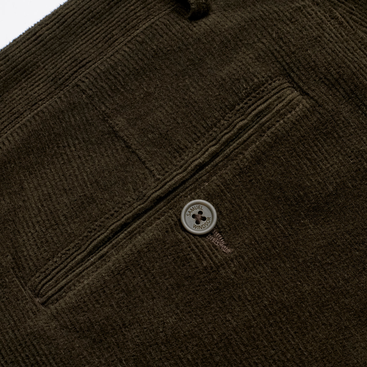 Corduroy Trousers - Dark Olive - Pocket Detail