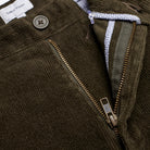 Corduroy Trousers - Dark Olive - Zip Detail